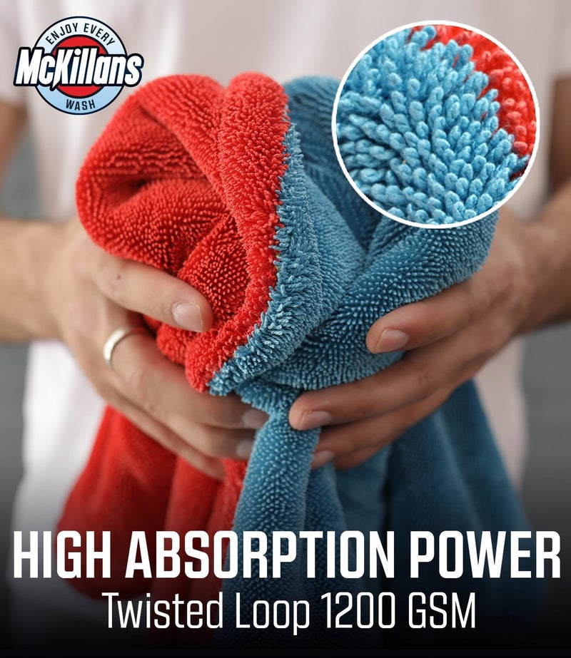 McKillans ® Extra Large Dual-Color Car Drying Towel XL - Edgeless & Ultra Soft & Absorbent - 36" x 28" - 1200 GSM Twisted Loop Microfiber Towel for Cars - Drying Towel Car Detailing - Car Wash Towels - Image 5
